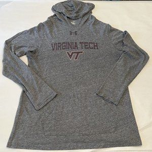 Under Armour Virginia Tech Hokies Longsleeve Hoodie Shirt Large Heather Gray